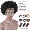 LEOSA Afro Headband Wig Short Afro Kinky Curly Wigs for Black Women,Natural Black Glueless Afro Wigs with headbands attached Afro Curly Headband Wigs Synthetic Afro Scarf Wigs for Womens Afro Wigs
