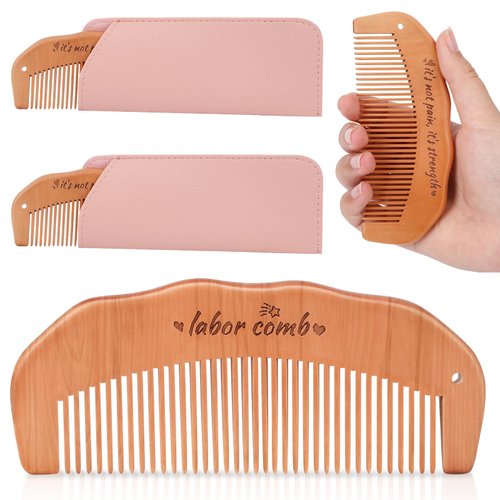 FEBSNOW 2 Pieces Birthing Combs for Labor, Wooden Comb for Labor, Natural Labor Comb to Labor Pain Relief, Birthing Comb for Pregnant Women's Delivery Gifts, Christmas Gifts, Baby Gifts