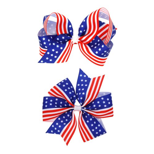 Girl Hair Clip Hair Bows Boutique Alligator Hairpins Hair Accessories for 4th of July 2 Pack ZFJ04 (Style 6)