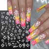 BMKKOT Hibiscus Flower Nail Stickers for Nail Art White Pink Elegant Floral Nail Decals 3D Self Adhesive Nail Art Design Spring Summer Flower Petal Nail Supplies Pegatinas Para Uñas Stickers for Women