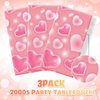 3 Pack 2000s Tablecloth Decoration Cholo Party Table Cover 90s Table Covers Heart Early Plastic Disposable Rectangle Table Decoration for Birthday Party Supplies, 54 x 108 Inches(Pink)