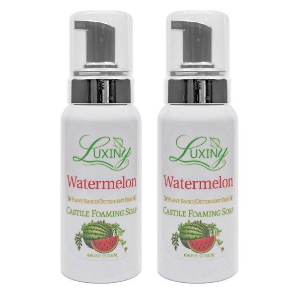 Castile soap, Liquid Foaming Hand Soap, Hand Wash for the Kitchen & Bathroom, Palm Oil Free, Vegan & Cruelty Free, Made in the USA, 8.45 oz., 2 Pack (Watermelon)
