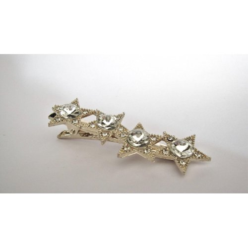 Generic Silver and light gold tone crystal stars alligator hair clip for fine thin hair
