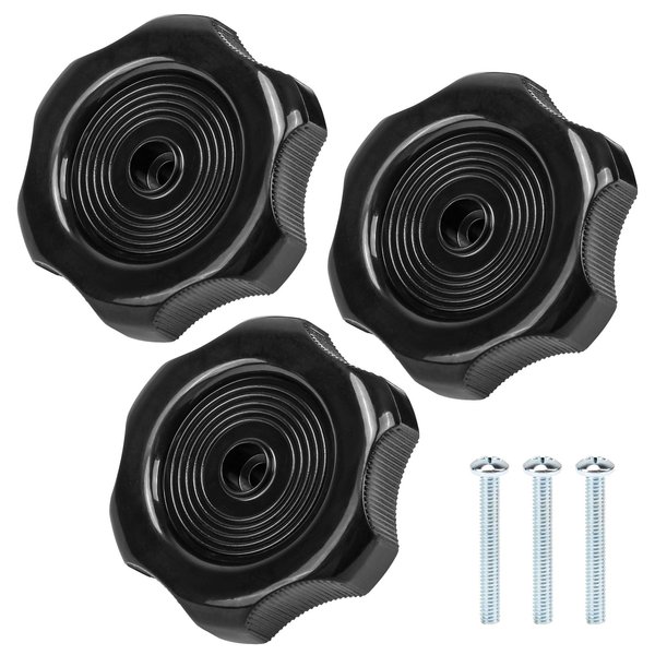 Dairrr Fuuu RV Window and Vent Knob Replacement 1" Shaft, Camper Window Crank Handle Knobs Part, Latch Lock Knob for Travel Trailer Window, RV Interior Hardware, Black, 3 PCS