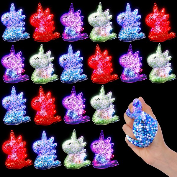 Foilswirl 20 Pcs Light up Unicorn Stress Ball Fidget Toy Unicorn Sensory Anger Management Toys Lighted Unicorn Squeeze Ball for Anxiety Relief Christmas Birthday Party Favor
