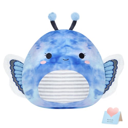 Houwsbaby 12” Butterfly Stuffed Animal,Blue Butterfly Plush Pillow,Butterfly Plush Toys,Plushie Toy Squishy Pillow Birthday Festival Christmas Valentine Presents for Kids Boys Girls