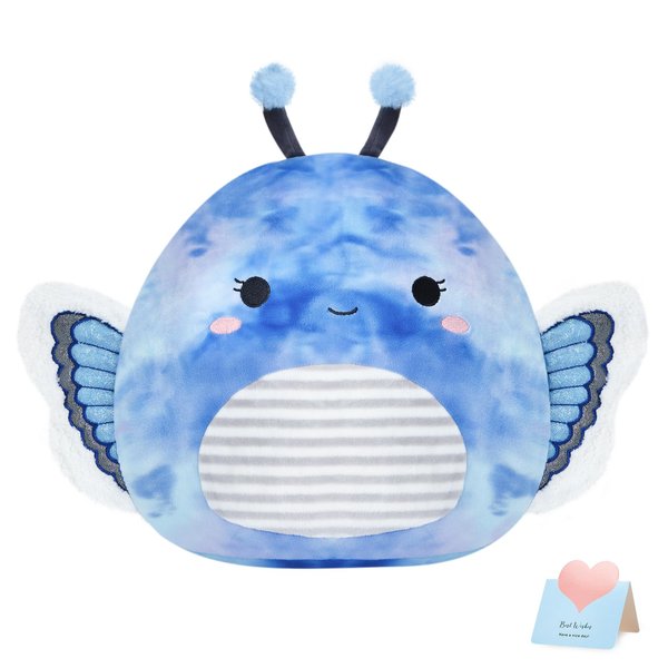 Houwsbaby 12” Butterfly Stuffed Animal,Blue Butterfly Plush Pillow,Butterfly Plush Toys,Plushie Toy Squishy Pillow Birthday Festival Christmas Valentine Presents for Kids Boys Girls