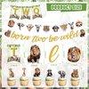 Mpanwen Two Safari Wild Birthday Decorations for 2 Years Old Boys Girls, 2nd Safari Jungle Party Supplies - Backdrop, Banner, Tablecloth, Palm Leaves, Centerpieces, Paper Honeycomb, Fans Pompoms