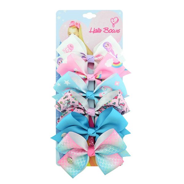 Dalin 6Pcs Siwa Hair Bows for Girls,5 Inches Hair Bows for Girl Grosgrain Ribbon Hair Barrettes Accessories for Toddler