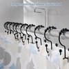 DAWNER Shower Curtain Hooks Rings, Rust Proof Hooks, Metal Easy Glide Double Shower Rings Hooks, Stainless Steel Shower Curtain Hangers for Bathroom Shower Curtains, Set of 12 Hooks, Matte Black