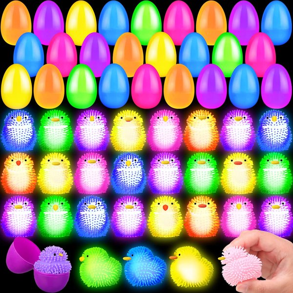 Sotiff Easter Eggs Filled Puffer Balls Easter Party Favor for Little Ones Stress Relief Fidget Ball Sensory Ball Easter Basket Stuffers for Hunt Fillers Favor Gift (Duck, Chick,96 Pcs)