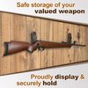 TESLYAR Gun Rack Wall Mount Hold Up Displays Horizontal Gun Rack and Shotgun Hooks Store Rifle Shotgun Bow Real Hardwood Hanger Brown