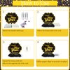 Lovarywow Happy New Year Decorations 2025-9PCS New Years Eve Decorations 2025 Eve Honeycomb Centerpiece Table Decorations Black Gold Nye Party Supplies Happy New Years 2025 Table Decor for Men Women