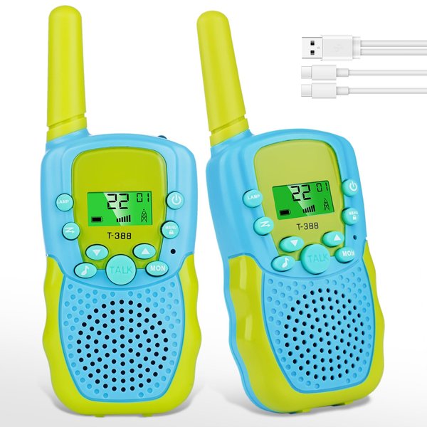BATURU Walkie Talkies for Kids Rechargeable,Walkie Talkies Toys Gifts for 4 5 6 7 8 9 10 Year Old, Stocking Stuffers for Kids Girls Boys Toddlers Christmas (2 Pack Green)