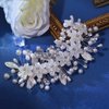 DIMNIE Wedding Headband Pearl White Flowers Bridal Hair Pieces Wedding Dress Hair Accessories