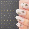 Metallic Moon Star Nail Stickers 8 Sheets Gold Silver Nail Art Stickers 3D Self-Adhesive Cloud Sun Star Nail Art Design Supplies Starlight Moon Charm Nail Decals for Women Acrylic Manicure Decoration