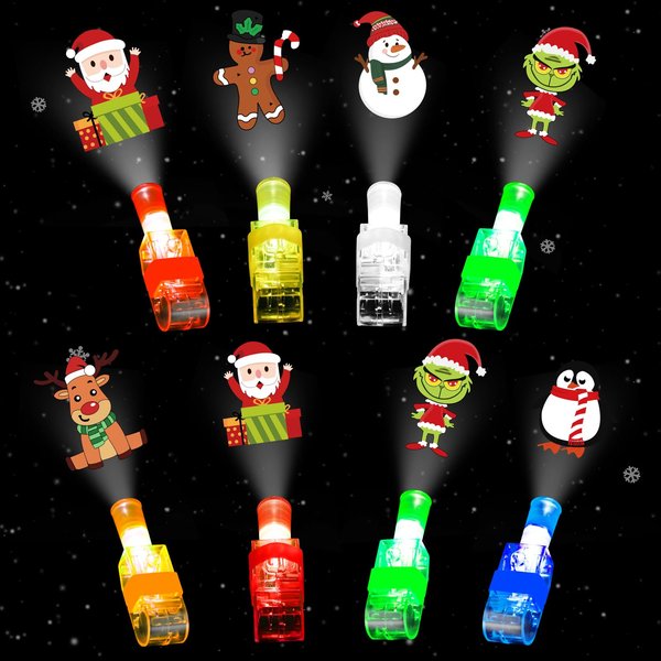 COKOKA Christmas Party Favors, 36PCS LED Light Up Finger Lights Party Supplies, Glow in the Dark Christmas Toys Bulk for Stocking Stuffers, Christmas Classroom Prizes Non Candy Gift