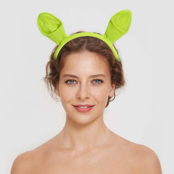 woxafo Green Ogre Ears Headband, Monster Ears Horns Headwear for Adult Womens Mens Teens Halloween Costume Cosplay Festival Theme Party Accessories