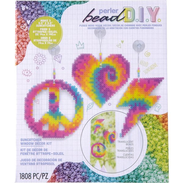 Perler 80-57038 Fused Bead DIY Suncatcher Room Décor Craft Activity Kit, 5.5" x 5.5", Multicolor, 1808 Pieces
