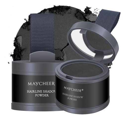 FREEORR 2Pcs Root Touch Up Hair Powder, Hairline Shadow Powder for Thinning Hair and Gray Coverage #05 Black