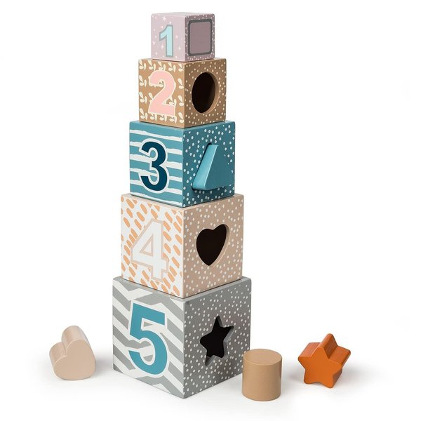 Mary Meyer Leika Wooden Toys Nesting & Stacking Blocks Montessori Toys for 18+ Months Old Toddler Preschool Gifts, 3.5 x 13.5-Inches, Woodland Animals