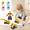 CORPER TOYS 4-Pack Construction Truck Toys Set with Dump Truck Digger Excavator Cement Mixer Truck Friction Powered Car Robot Transform Construction Vehicle for Kids Gift Set