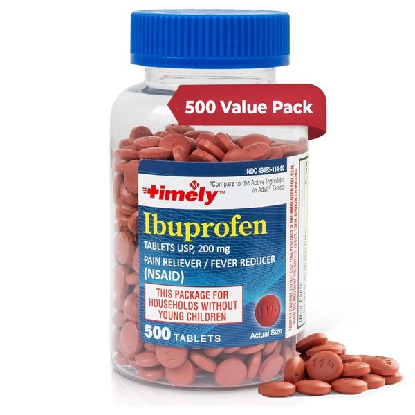 TIME-CAP LABS, INC. Timely Ibuprofen 200mg 500 Tablets - (NSAID) Pain Relief Pills for Headache, Menstrual Pain, Tooth Aches, Muscle Pain, Arthritis Pain, Body Aches