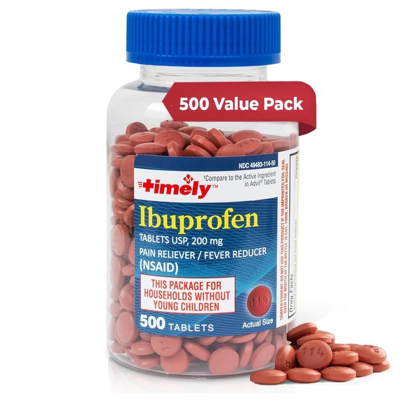 TIME-CAP LABS, INC. Timely Ibuprofen 200mg 500 Tablets - (NSAID) Pain Relief Pills for Headache, ...