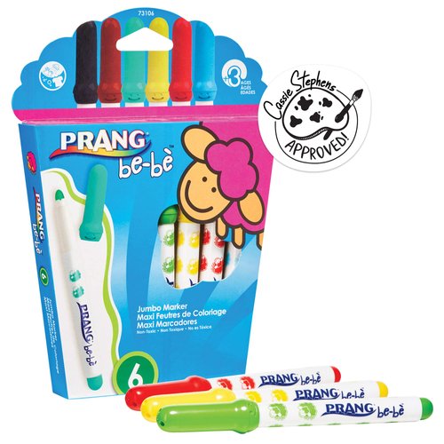 PRANG be-be Jumbo Art Markers for Small Children, Washable, Assorted Colors, 6-Pack (73106)