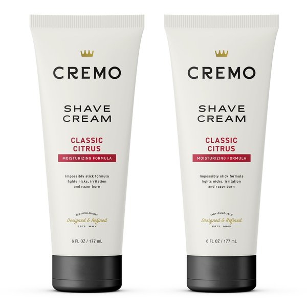 Cremo Barber Grade Original Shave Cream Classic Citrus Moisturizing Formula, Astonishingly Superior Ultra-Slick Shaving Cream Fights Nicks, Cuts and Razor Burn, 6 Fl Oz (2 Pack)