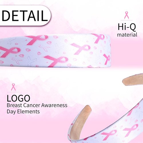 SARATA White Breast Cancer Awareness Headbands Pink Ribbon Wide Knotted Headband for Women Elastic Headbands Hoop Band Hair Access Hair Bands Party Supplies 1PCS