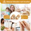 Wooden Fingernail Nail Brushes for Cleaning, Finger Nails Scrub Brush to Clean Fingernails Toenails, Natural Boar Sisal Bristle Two-sided Non-slip Hand Foot Nails Cleaner Scrubber for Men Women Kids