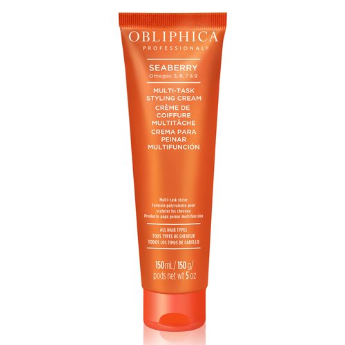 Obliphica Seaberry Styling Cream for All Hair Types - Anti-Frizz Control, Normal Hair Products, Damaged Repaired Hair - Hair Mask & Treatment for Protecting Hair & Scalp - 5 Fl Oz