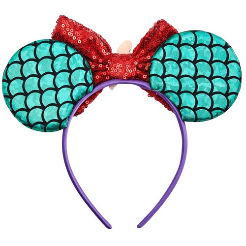 Opzzqz Mouse Ear Headbands for Women Giltter Bow Headband for Girls and Adult Birthday Party Decorations for Halloween Christmas (Mermaid01A)