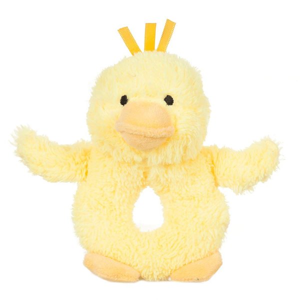 Apricot Lamb Baby Duck Soft Rattle Toy, Plush Stuffed Animal for Newborn Soft Over 0 Months (Duck, 6 Inches)