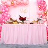 108inch Pink Tulle Table Skirt for 4/6/8ft Rectangle Round Tables, 2-Layer Ruffle Princess Pink Tulle Tutu ClothTable Skirts for Birthday Party Baby Shower Cake Dessert Tables(No Table Cover)