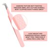 Lash Tweezers For Eyelash Extensions Fiber Tip Lash Tweezers Professional Fan Making Lash Extension Tweezers Volume Lash Tweezers Stainless Steel(Pink 90 Degree Tweezers,1Pc)