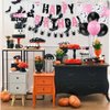 Halloween Birthday Party Decorations, Pink Black Glitter Happy Birthday Banner & Spider Garland, Cute Ghost Cupcake Toppers and Halloween balloons for kids Halloween Birthday,Girl Halloween Birthday