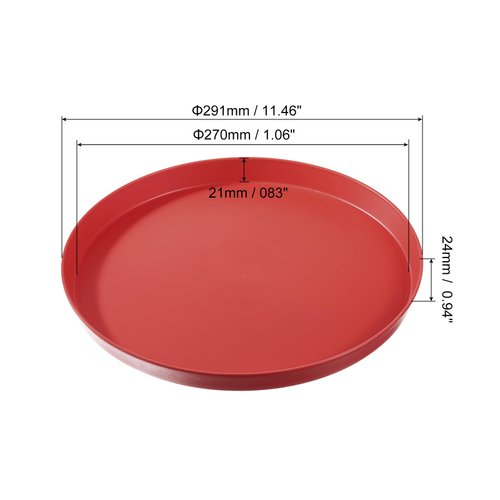 PATIKIL 11" Restaurant Serving Trays, 2 Pcs Round Non-Slip Food Service Tray Platter Reusable Plastic Fast Food Serving Tray for Bar Coffee Home Cafeteria Hotel, Red