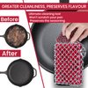 Zylark Cast Iron Scrubber with Bamboo Towel - 316 Cast Iron Cleaner Scrubber with Silicone Insert - Cast Iron Chainmail Scrubber for Cast Iron Pans - Cast Iron Skillet Scrubber for Cast Iron Cookware