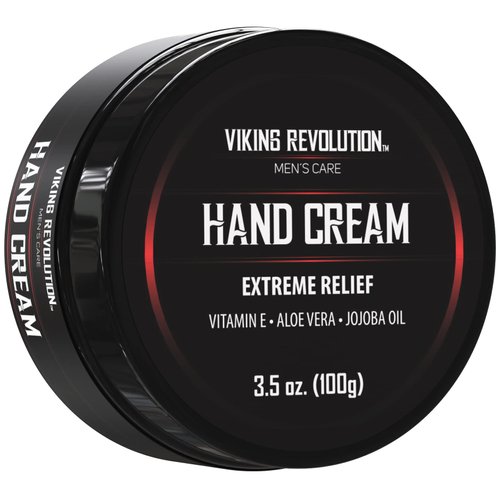 Viking Revolution Mens Hand Cream for Men - Hand Cream for Dry Cracked Hands Repair Cream - Dry Hand Cream for Dry Hands Balm - Aloe Vera Dry Hands Treatment Skin Moisturizer with Vitamin E (3.5oz)