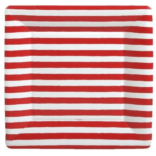 4th of July Party Ideas Party Supplies Paper Plates Dinner Size Red and White 16 Count 10 inch Square