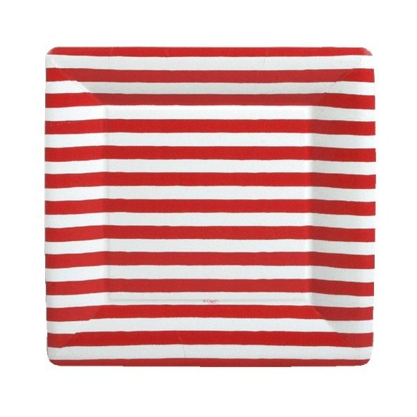 4th of July Party Ideas Party Supplies Paper Plates Dinner Size Red and White 16 Count 10 inch Square