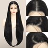 X-TRESS 32 Inch Black Wig Straight Hd Lace Front Wigs For Women 13x4 Synthetic Lace Front Glueless Wig Pre Plucked Baby Hair