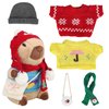 Capybara Plush with 10 Pcs Capybara Costume Fall and Winter Style Dress Up,Christmas Plush, Christmas Stuffed Animals, Capybara Stuffed Animal Birthday Gifts for Boys and Girls (Daily-B)
