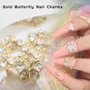 3D Butterfly Nail Charms for Acrylic Nails 10 PCS Metal Butterfly Nail Art Charms with Diamonds Gold Silver Butterflies Nail Charms Rhinestones Decoration DIY Alloy Jewelry Accessories