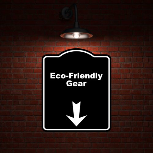 Eco-Friendly Gear Black Sign Arrow Down Aluminum Composite Sign 8.5 x 10 inches