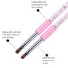 Ycyan 2Pcs Oval & Flat UV Gel Nail Brush Set Rhinestone Handle Professional Nail Art Design Brushes Pink Size 8