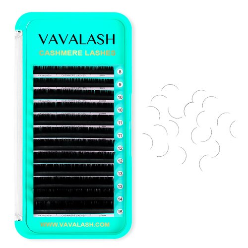 VAVALASH Cashmere Lashes 0.03/0.05/0.07 Premium Lashes Volume Eyelash Extensions 8-20MM Individual Silk Lashes, Soft Super Matte Black Professional Lashes Extension Tray Supplies (0.05-D-8-15MM)
