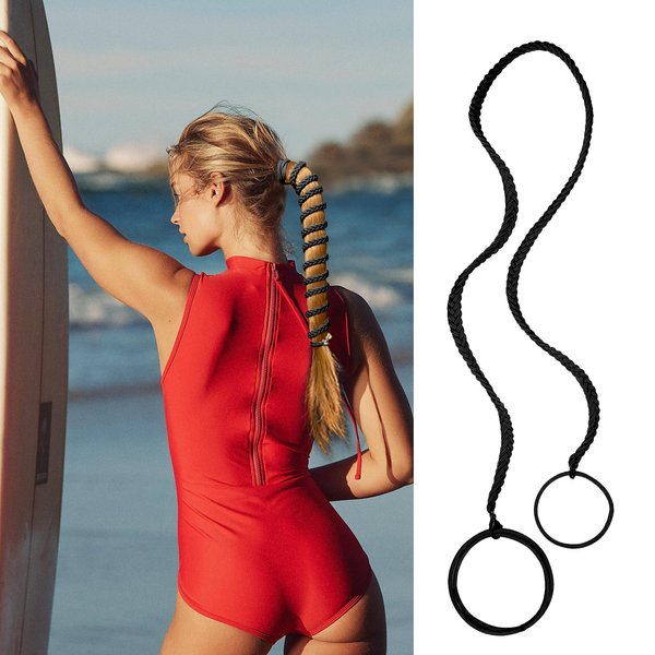 Black Sport Elastic Hair Ties No Damage For Thick Hair, Ponytail Holders for Long Curly Thin Fine Hair Braided Hair Ties for Wind Water Hair Hands for Women's Hair Ponytail Wrap Hair Tie (1pc-25")